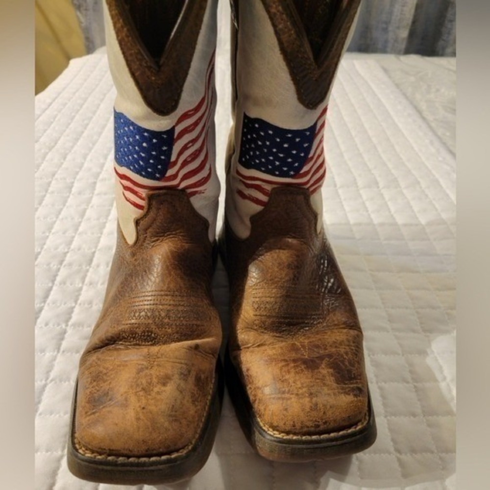 Durango Western Leather Cowboy Boots American Flag USA Patriotic Rustic Farm Fun - Picture 12 of 13